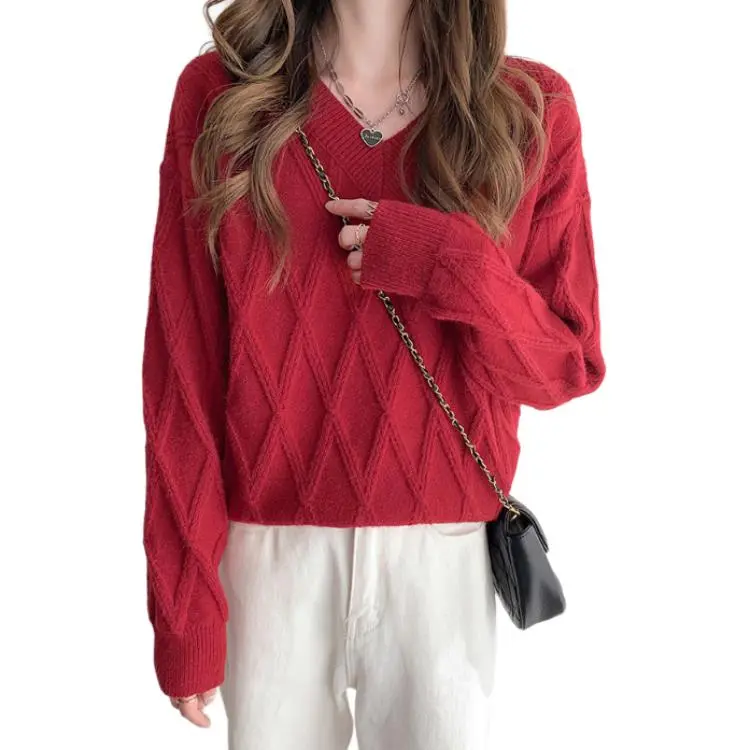 Tonlion Sweater Women's Dark Red-1