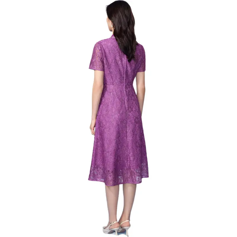 BBLLUUEE Short Sleeved Dress Women's Rose Purple-0