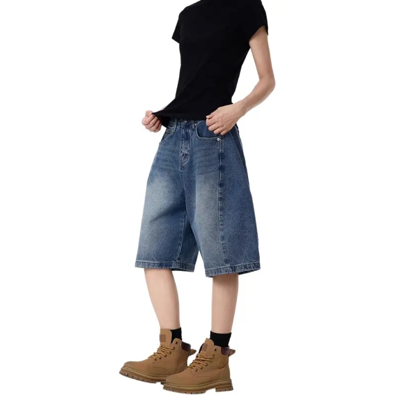 DAFK Denim Shorts Men Vintage Blue -1