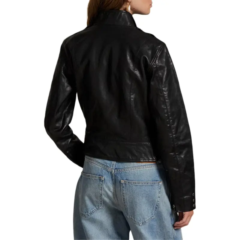 Polo Ralph Lauren Leather Jacket Women's Black-3