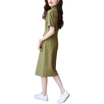 Mo Han Yi Mei Short Sleeved Dress Women's Green