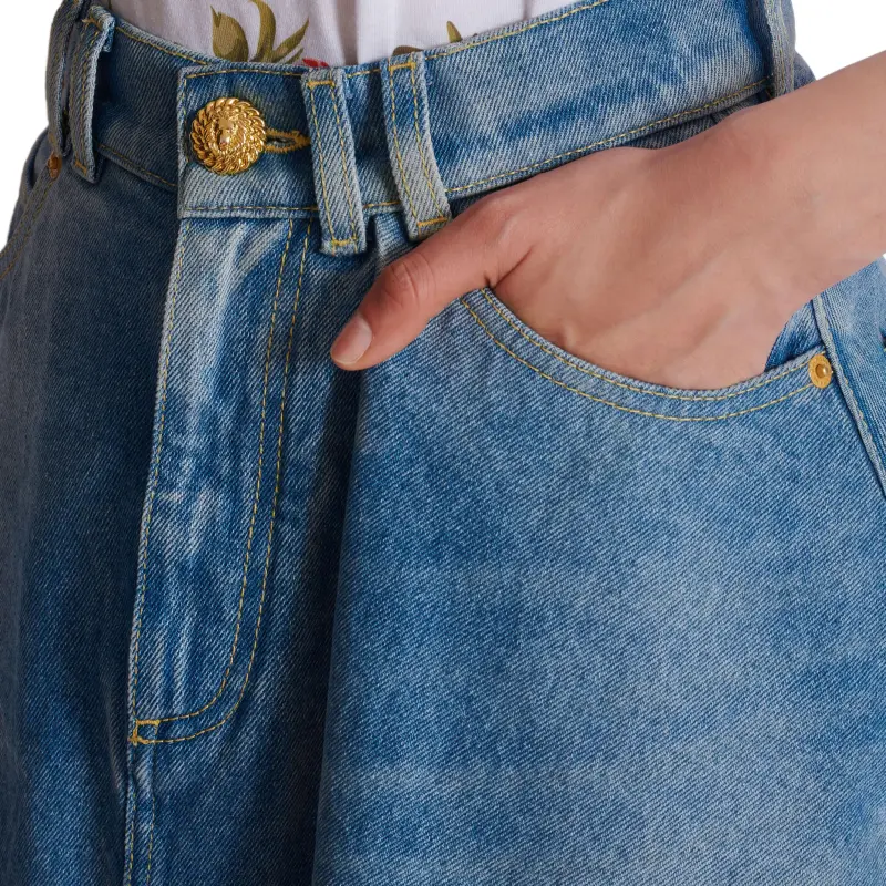 BALMAIN Asymmetric Denim Skirt-6