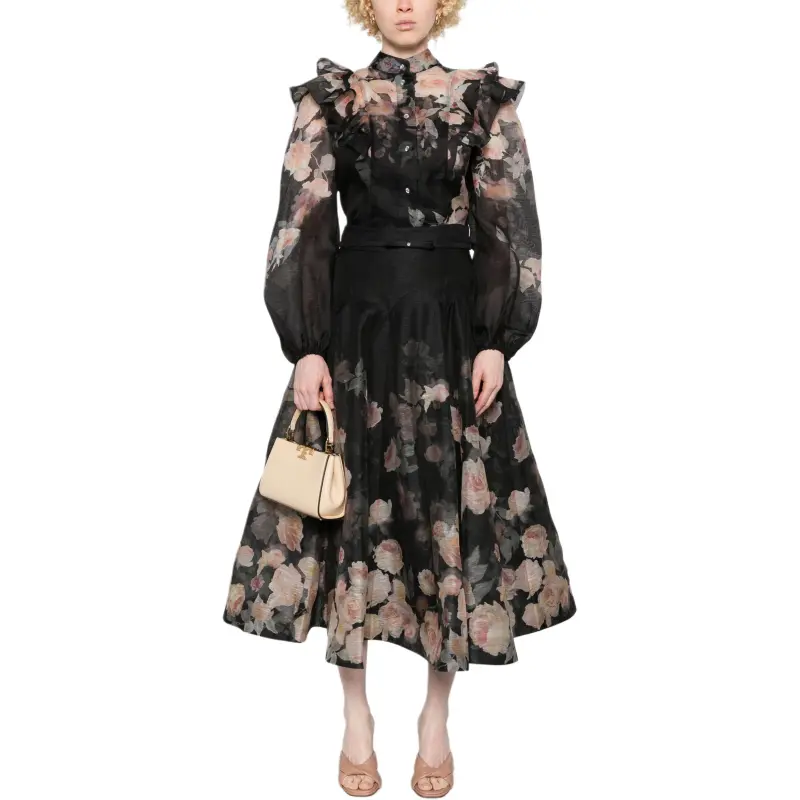 Zimmermann Crush Flared Midi Skirt-1