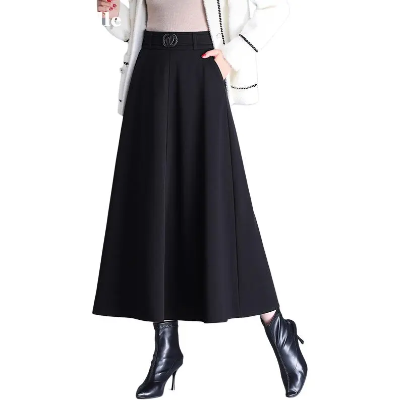 La Chapelle Casual Long Skirt Women's Black-1