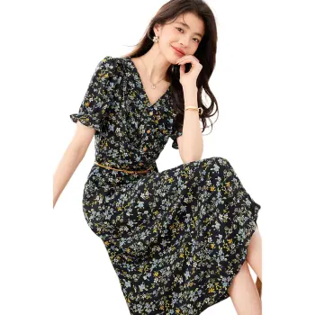 Like The Age Of Water Short Sleeved Dress Women's Black