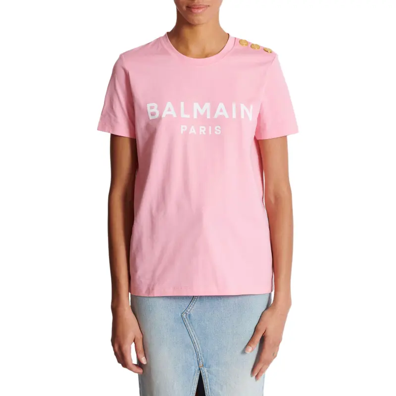 BALMAIN Logo Printed Crewneck T Shirt-3