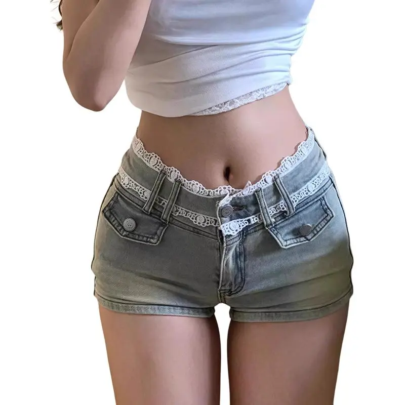 RENBEN Denim Shorts Women's Light Blue-1