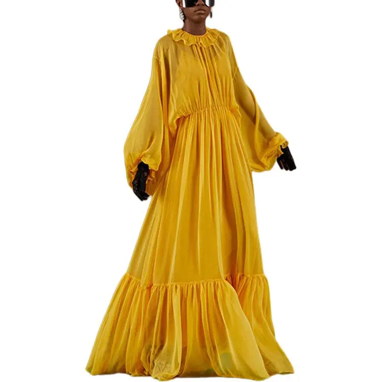 GUCCI Long Sleeved Dress Women's Yellow-1