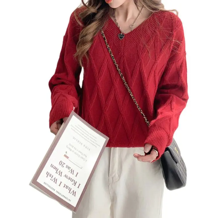 Tonlion Sweater Women's Dark Red-2