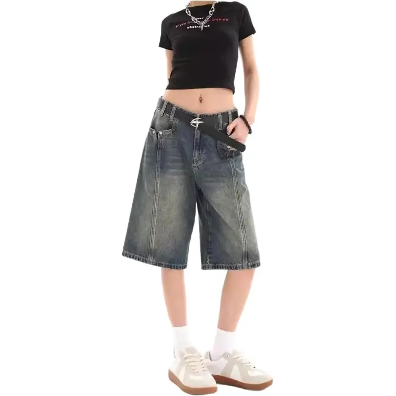 KVIV Denim Shorts Men Vintage Blue -2