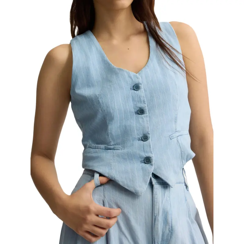 LIU·JO Pinstripe Denim Waistcoat-1