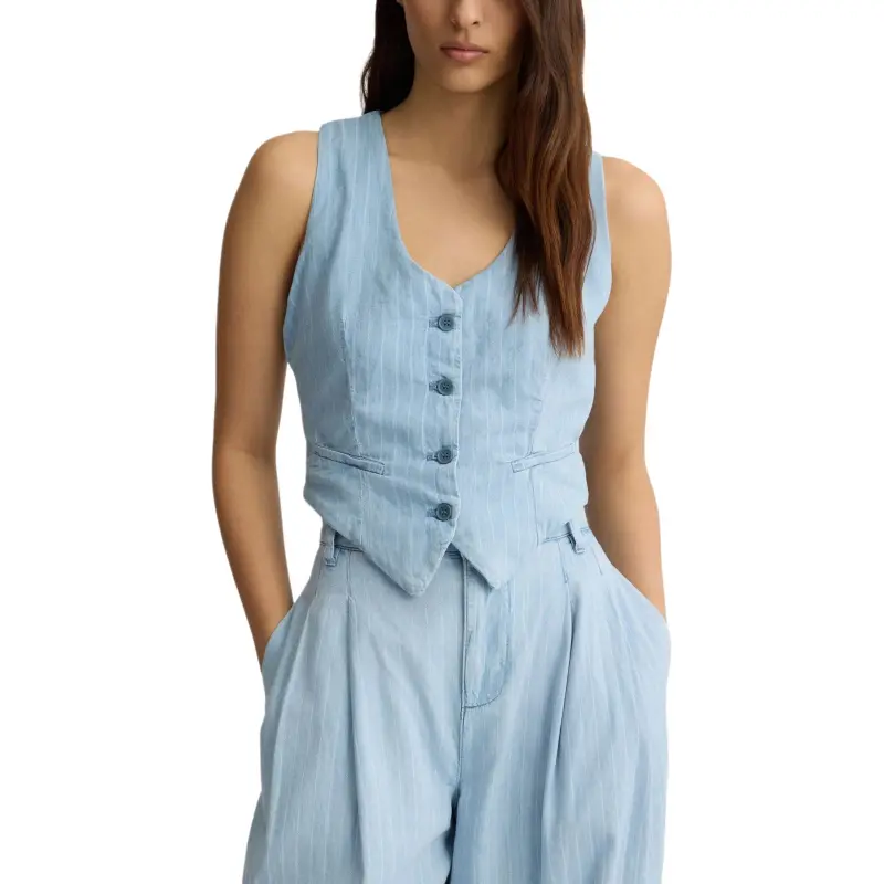 LIU·JO Pinstripe Denim Waistcoat-2