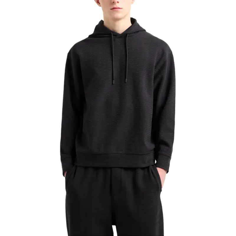 EMPORIO ARMANI Asv Jersey Lyocell Blend Hooded Sweatshirt With All over Lettering-1