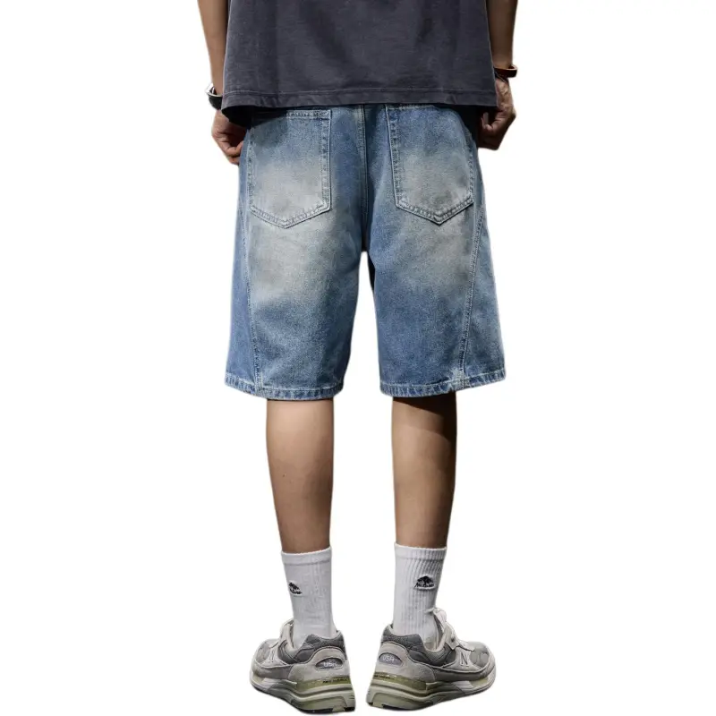 BUYDAUL Denim Shorts Men Blue-3