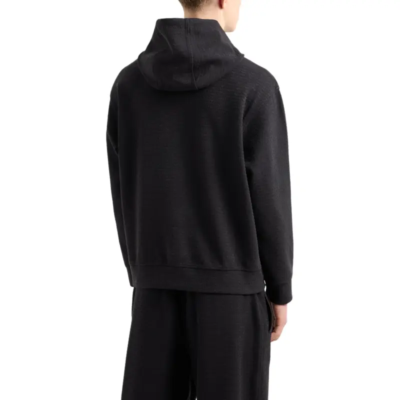 EMPORIO ARMANI Asv Jersey Lyocell Blend Hooded Sweatshirt With All over Lettering-2