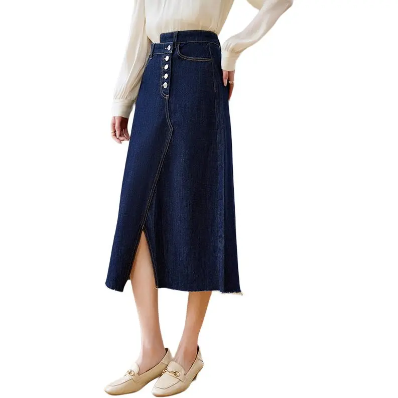 She Enjoys Casual Long Skirts Women's Blue-5