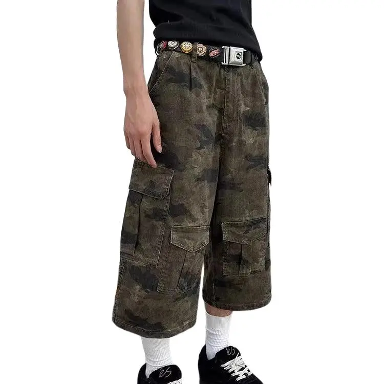DUATOGE Denim Shorts Men Camouflage -2