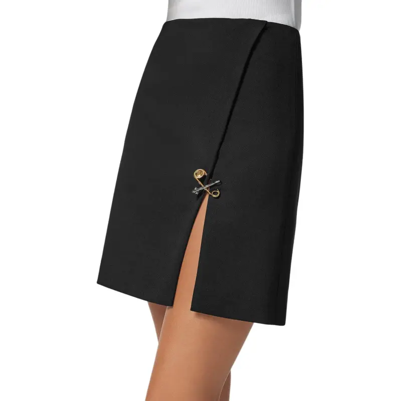VERSACE Safety Pin Detailed Straight Hem Skirt-1