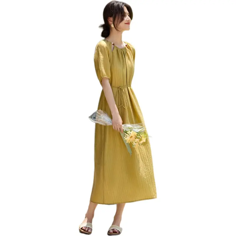 XWI SS24 Short Sleeved Dress Women's Yellow Green-2