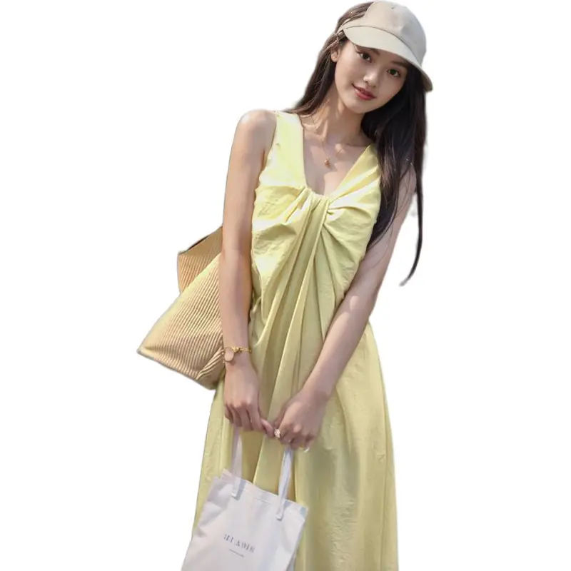 GOSO Sleeveless Dresses Women's Yellow-3