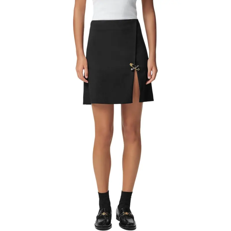 VERSACE Safety Pin Detailed Straight Hem Skirt-2