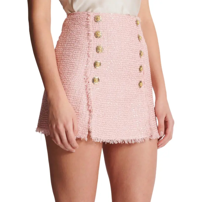 BALMAIN Sequinned Tweed Skirt-4