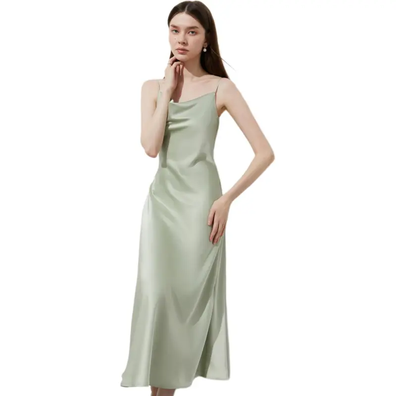 DPLAY Slip Dresses Women's Light Gray Green-1