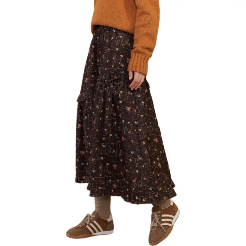 ZIHAN Casual Long Skirts Women's Coffee-1