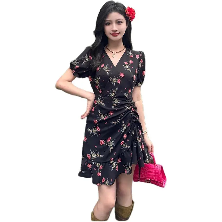 Flowers In Water Short Sleeved Dress Women's-3