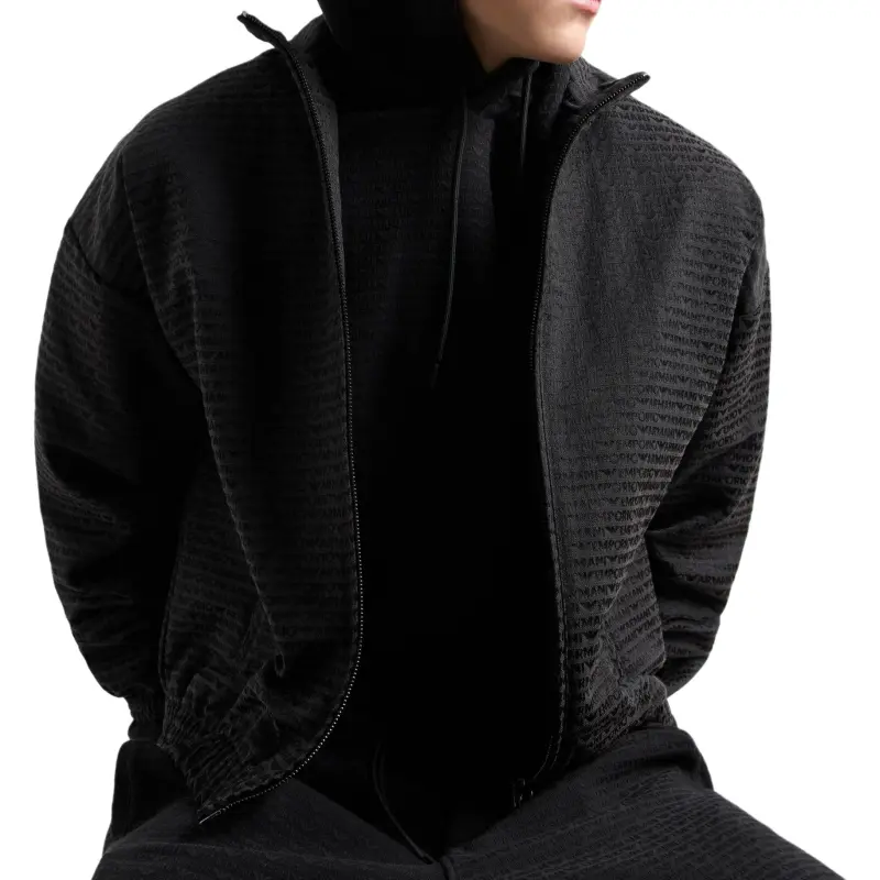 EMPORIO ARMANI Asv Jersey Lyocell Blend Hooded Sweatshirt With All over Lettering-4