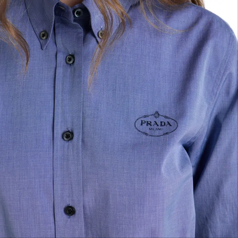 PRADA SS25 Spring Summer Women's Apparel Collection Shirt Women's Sea Blue-5