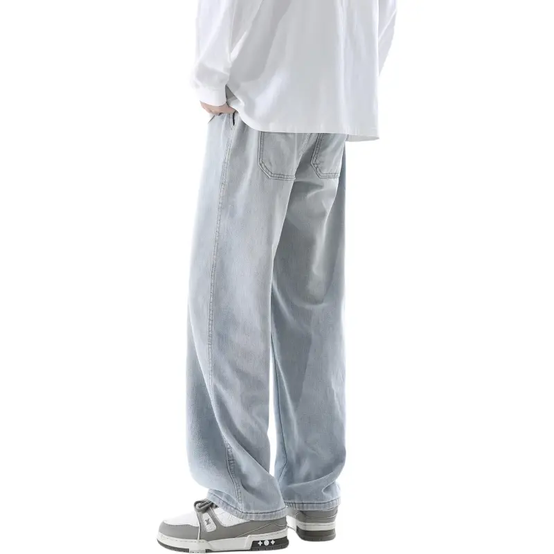 Small Columns Under The Sea Jeans Unisex Vintage Blue-6