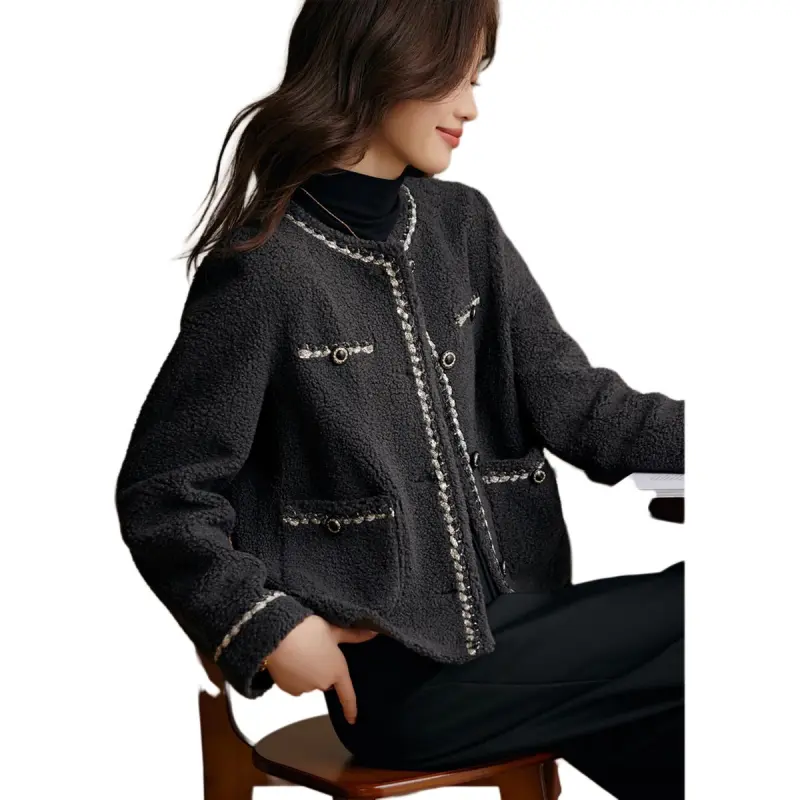 Mo Han Yi Mei Velvet feel Coat Women's Medium Gray-4