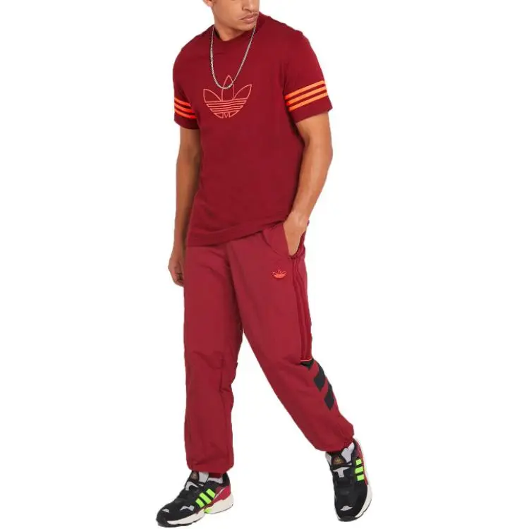 Adidas Originals Outline TeeTrefoil T-Shirt Men's Burgundy Neon Red-1