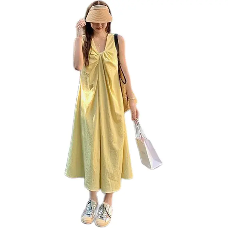 GOSO Sleeveless Dresses Women's Yellow-2