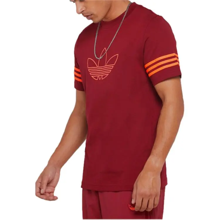 Adidas Originals Outline TeeTrefoil T-Shirt Men's Burgundy Neon Red-2