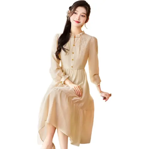 Like The Age Of Water Long Sleeved Dresses Women's Khaki