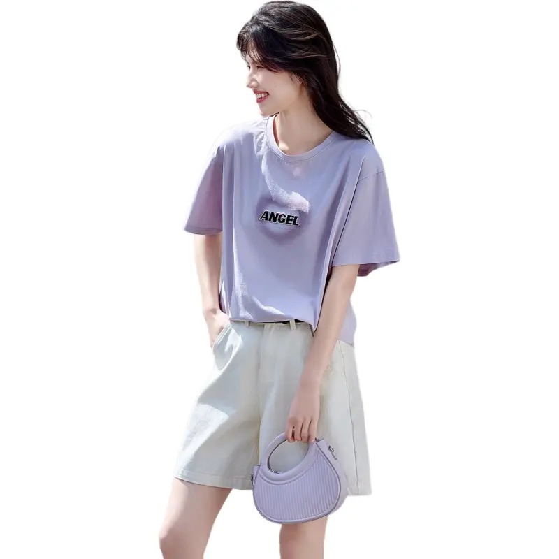 Still quiet T Shirts Women's Purple-3