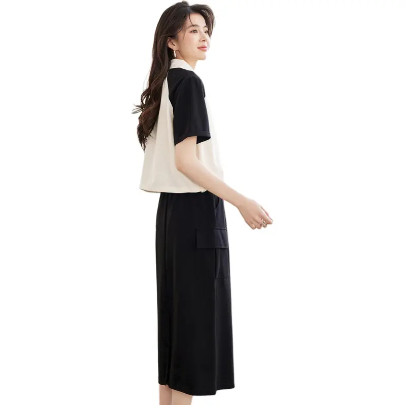 Like The Age Of Water Spring Fall Long Sleeved Dress Loose Fit Women's Black-0