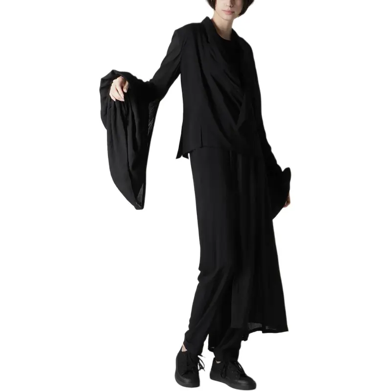 Yohji Yamamoto Balloon Sleeve Wrap Jacket 'Black'-2