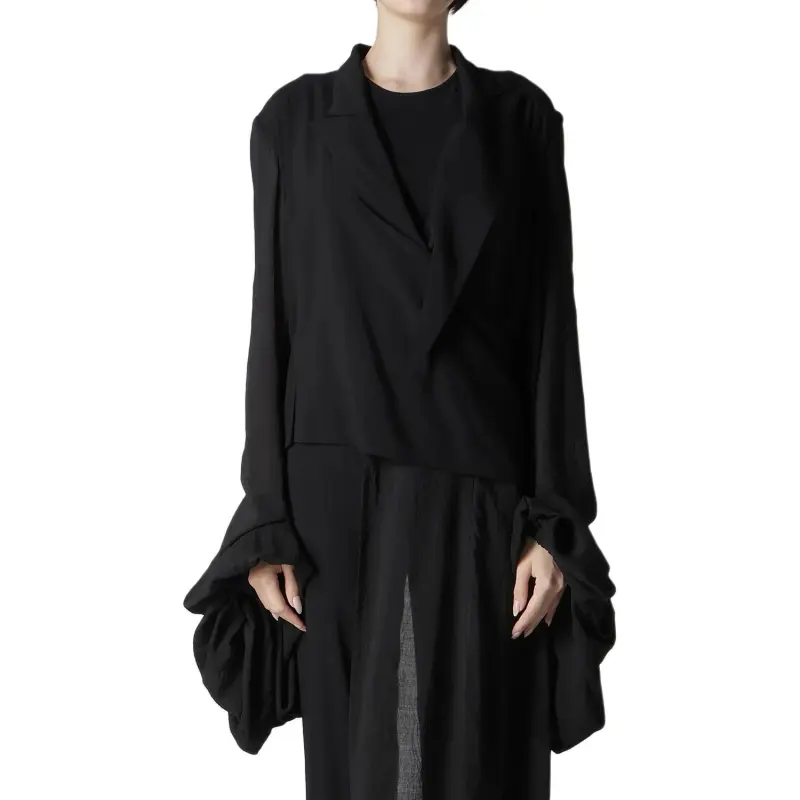 Yohji Yamamoto Balloon Sleeve Wrap Jacket 'Black'-5