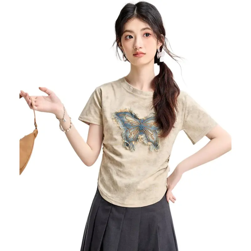 Fele.d T Shirts Women's Khaki-1
