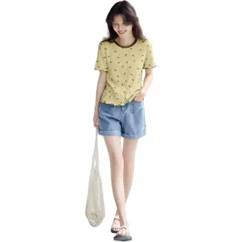 XWI T Shirt Women's Yellow Green & Coffee