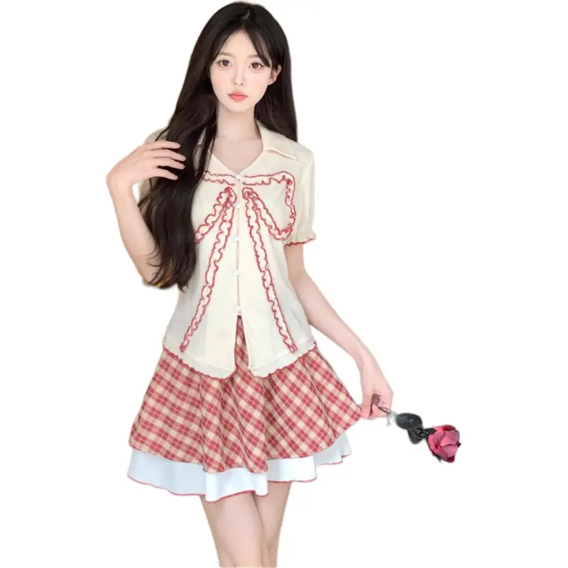 Mu Xiao Xin Two Piece Skirt Sets Women's-2
