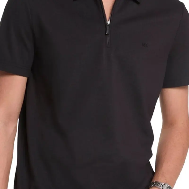 MICHAEL KORS Cotton Blend Piqué Zip Up Polo Shirt-2