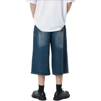 TGWALL Denim Shorts Unisex Denim Blue