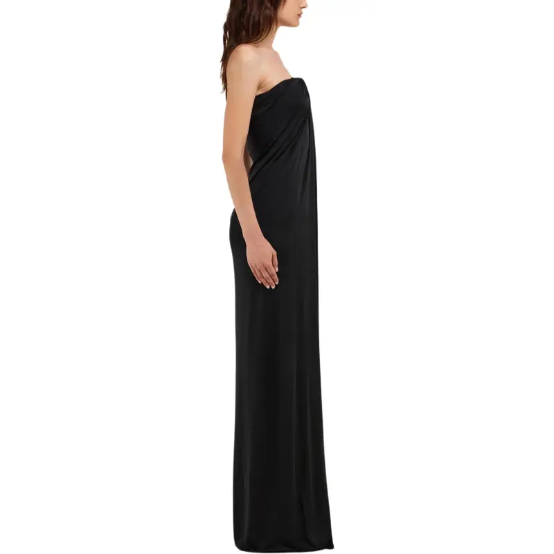 Ferragamo Gathered Detailed Strapless Long Dress-3