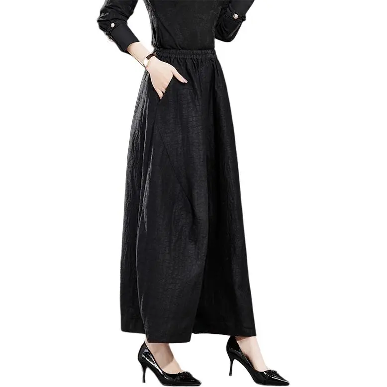 Yi Mengyuan Silk Casual Pants Women's Black-2