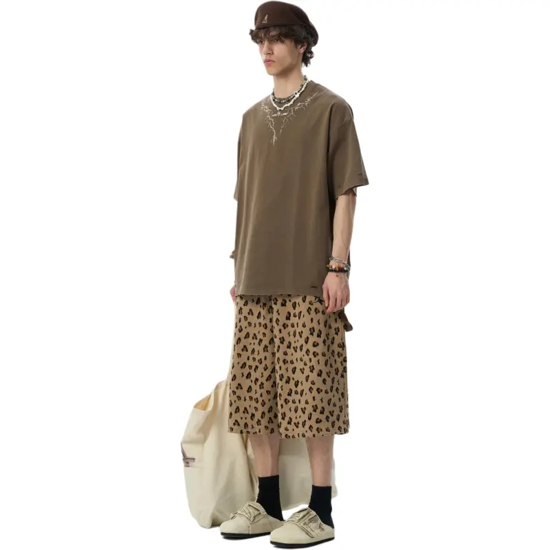 JHYQ Casual Shorts Unisex Leopard Print-2