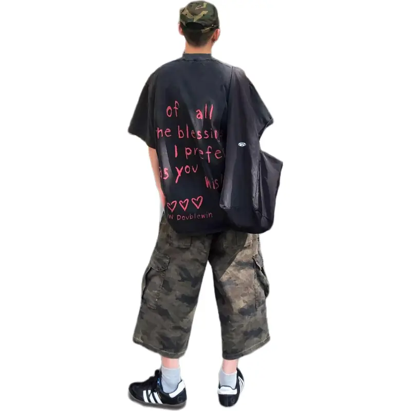DUATOGE Denim Shorts Men Camouflage -4